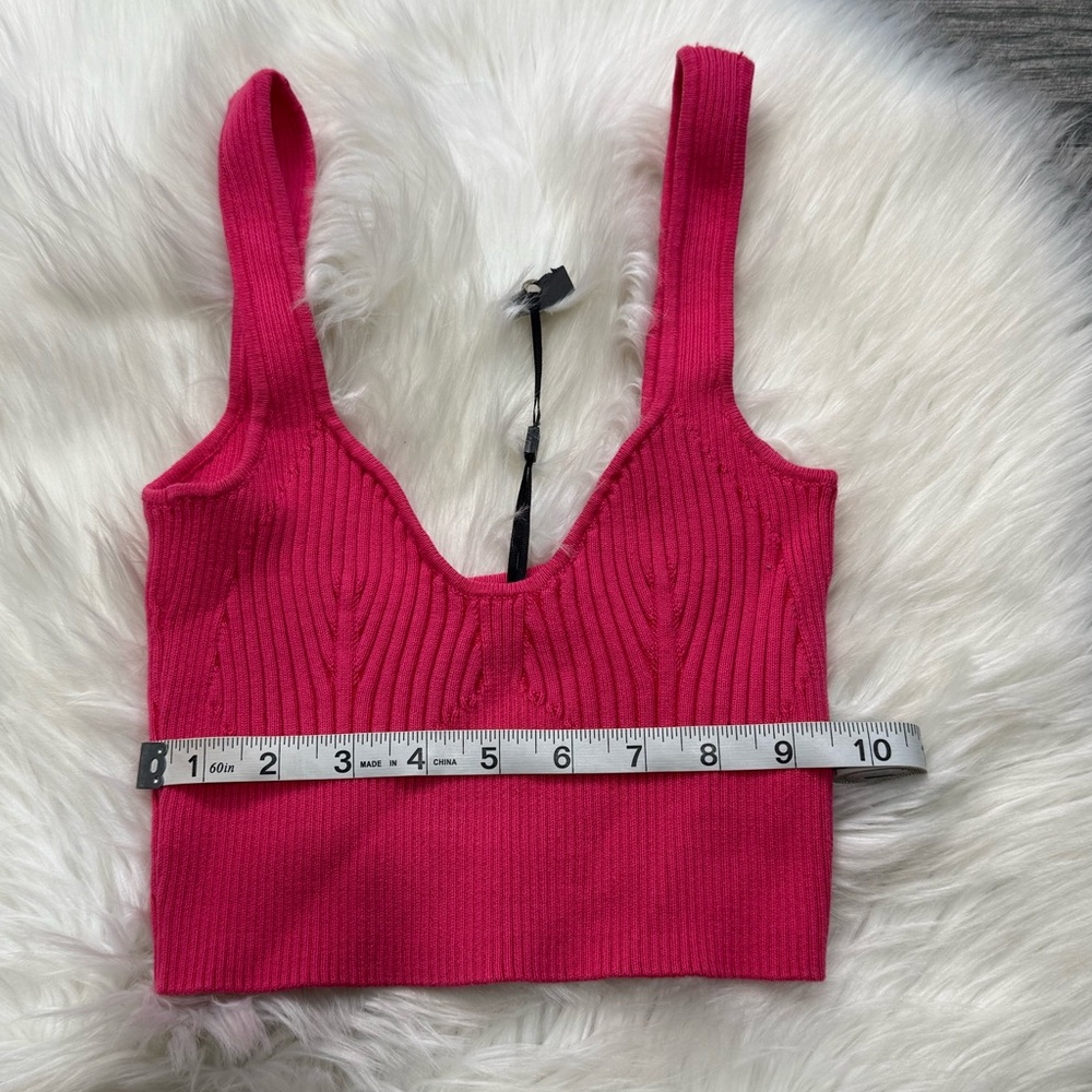 NWT Maniere De Voir Pink Ribbed Contour Crop Top - Picture 10 of 13